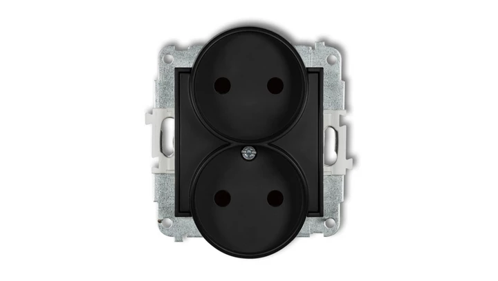 MINI Gniazdo podwójne b/u z przesłonami czarny mat 12MGPR-2p