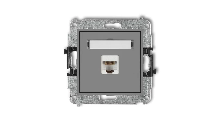 MINI Gniazdo komputerowe pojedyncze 1xRJ45 kat. 5e ekranowane 8-stykowy szary mat 27MGK-1e