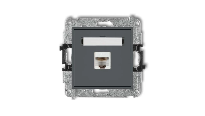 MINI Gniazdo komputerowe pojedyncze 1xRJ45 kat. 5e ekranowane 8-stykowy grafitowy mat 28MGK-1e