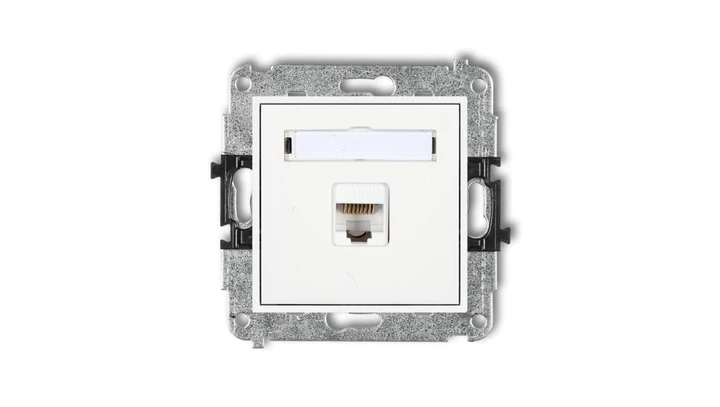 MINI Gniazdo komputerowe pojedyncze 1xRJ45 kat. 5e ekranowane 8-stykowy biały MGK-1e