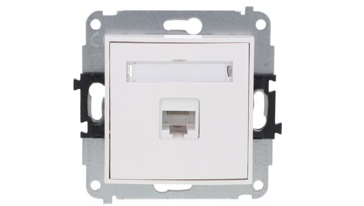 MINI Gniazdo komputerowe pojedyncze 1xRJ45 kat. 5e 8-stykowy biały MGK-1
