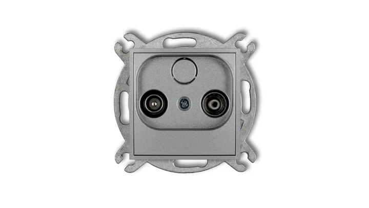 MINI Gniazdo antenowe RTV przelotowe 12dB srebrny metalik 7MG12P