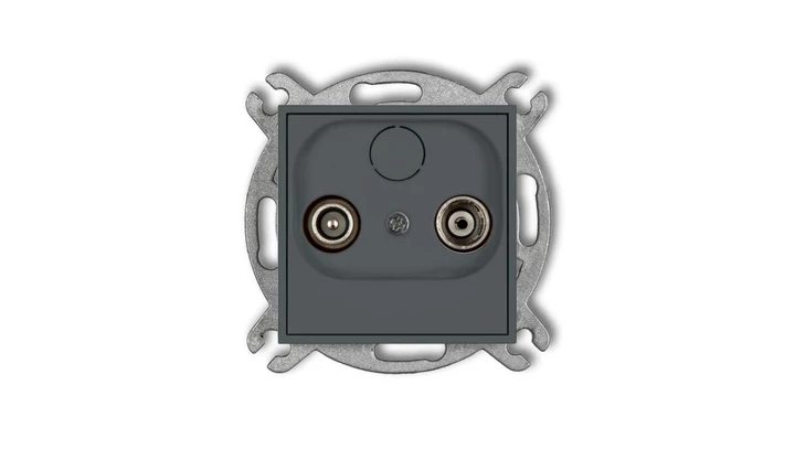 MINI Gniazdo antenowe RTV przelotowe 9dB grafitowy mat 28MG9P