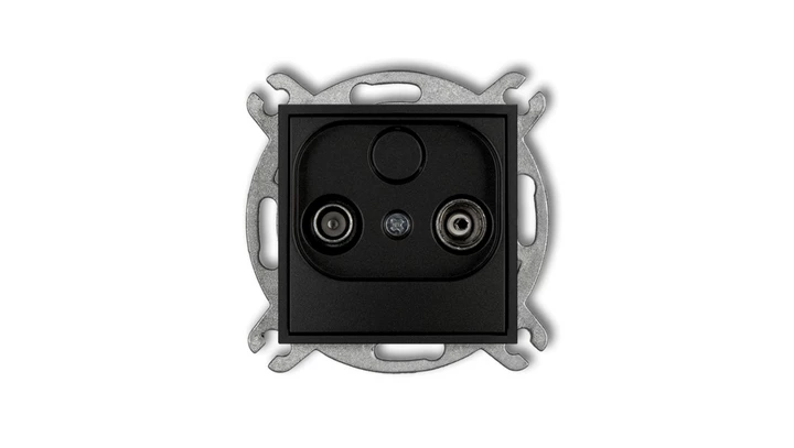 MINI Gniazdo antenowe RTV przelotowe 15dB czarny mat 12MG15P