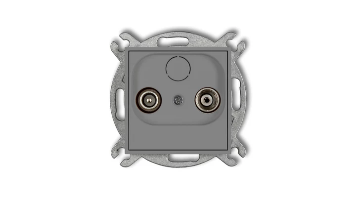 MINI Gniazdo antenowe RTV przelotowe 15dB szary mat 27MG15P