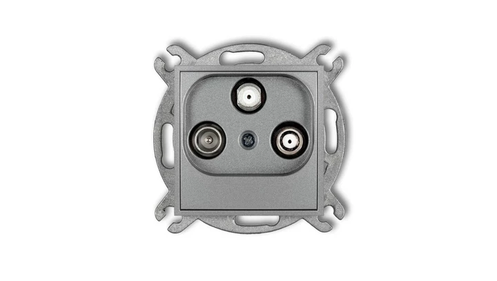 MINI Gniazdo antenowe 2 wyjścia SAT + TV srebrny metalik 7MGSN