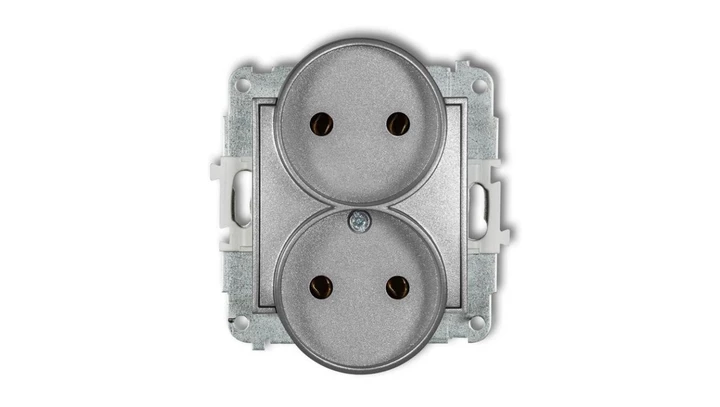 MINI Gniazdo podwójne b/u srebrny metalik 7MGPR-2