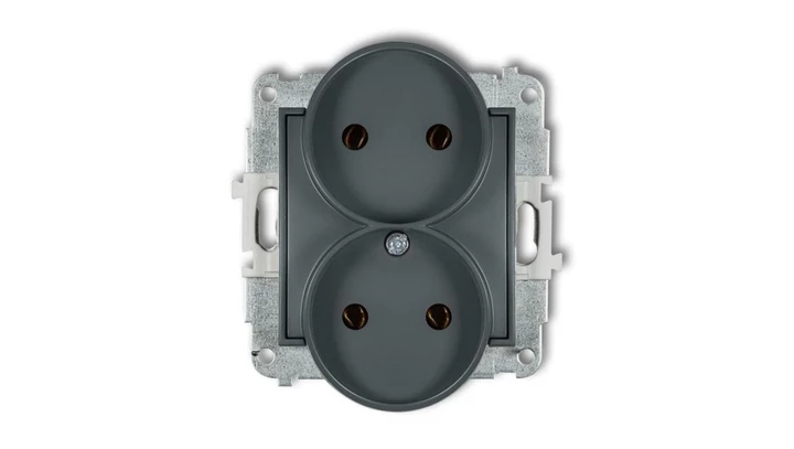 MINI Gniazdo podwójne b/u grafitowy mat 28MGPR-2
