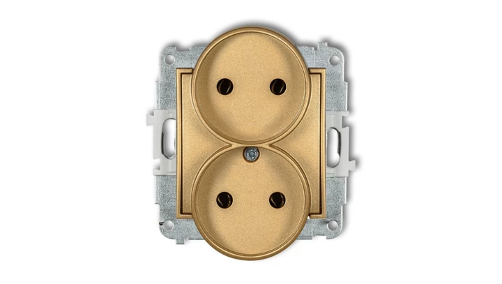 MINI Gniazdo podwójne b/u złote 29MGPR-2