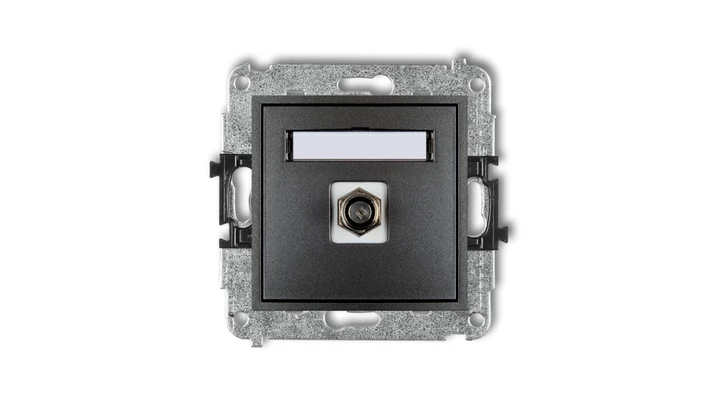 MINI Gniazdo antenowe pojedyncze typu F (SAT) pozłacany grafitowy 11MGF-1.1