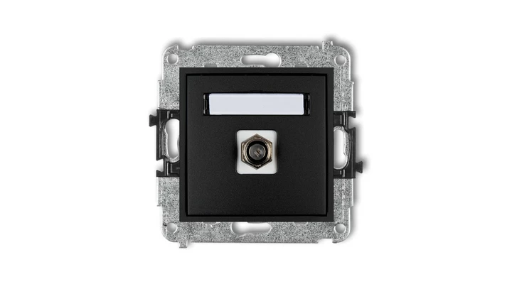 MINI Gniazdo antenowe pojedyncze typu F (SAT) pozłacany czarny mat 12MGF-1.1