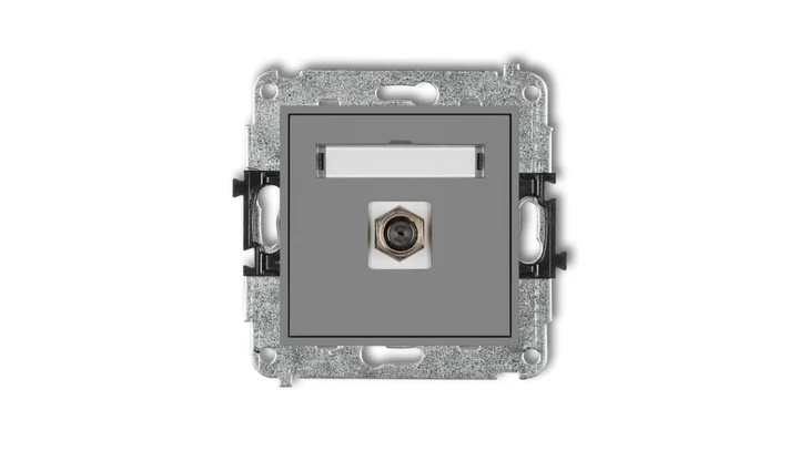 MINI Gniazdo antenowe pojedyncze typu F (SAT) niklowany szary mat 27MGF-1