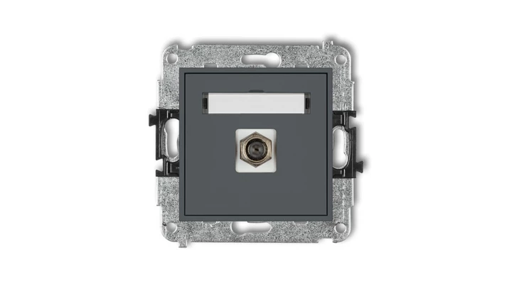 MINI Gniazdo antenowe pojedyncze typu F (SAT) pozłacany grafitowy mat 28MGF-1.1