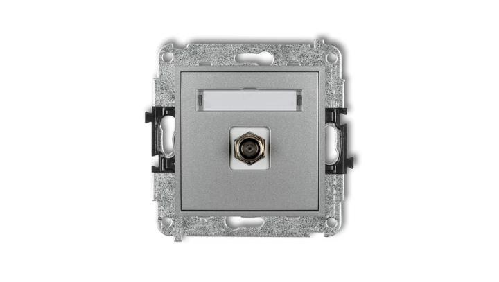 MINI Gniazdo antenowe pojedyncze typu F (SAT) niklowany srebrny metalik 7MGF-1