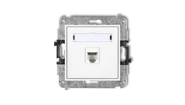 MINI Gniazdo telefoniczne pojedyncze 1xRJ11 4-stykowy beznarzędziowe biały MGT-1