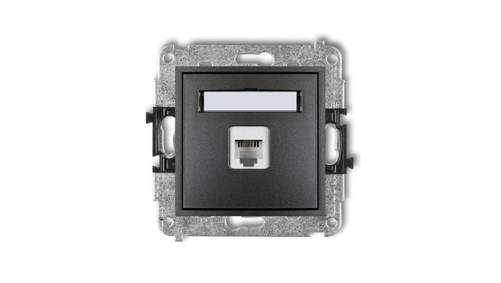 MINI Gniazdo telefoniczne pojedyncze 1xRJ11 4-stykowy beznarzędziowe grafitowy 11MGT-1