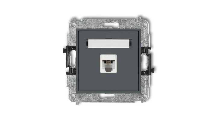 MINI Gniazdo telefoniczne pojedyncze 1xRJ11 4-stykowy beznarzędziowe grafitowy mat 28MGT-1