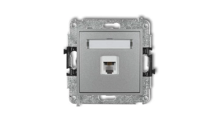 MINI Gniazdo telefoniczne pojedyncze 1xRJ11 4-stykowy beznarzędziowe srebrny metalik 7MGT-1