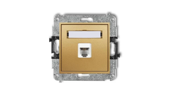 MINI Gniazdo telefoniczne pojedyncze 1xRJ11 4-stykowy beznarzędziowe złote 29MGT-1