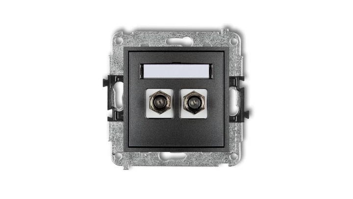 MINI Gniazdo antenowe podwójne typu F (SAT) niklowany grafitowy 11MGF-2