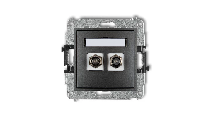 MINI Gniazdo antenowe podwójne typu F (SAT) pozłacany grafitowy 11MGF-2.1