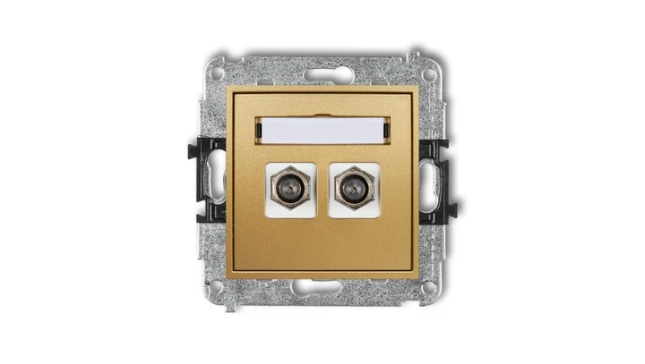 MINI Gniazdo antenowe podwójne typu F (SAT) niklowany złoty 29MGF-2