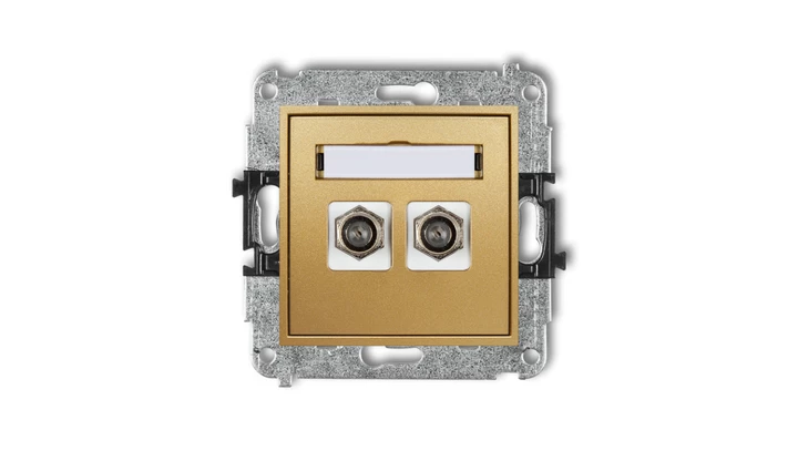 MINI Gniazdo antenowe podwójne typu F (SAT) pozłacany złoty 29MGF-2.1