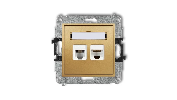 MINI Gniazdo telefoniczne RJ11 + gniazdo komputerowe RJ45 kat. 5e 8-stykowy beznarzędziowy złoty 29MGTK
