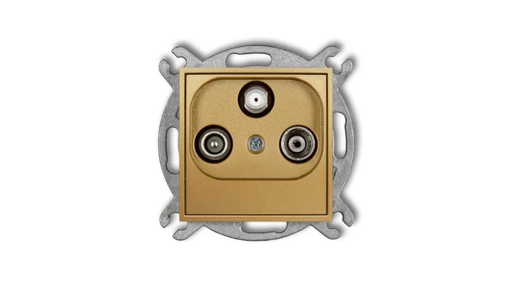 MINI Gniazdo antenowe RTV-SAT przelotowe 10dB złoty 29MGSP