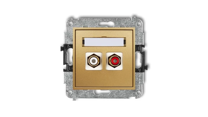 MINI Gniazdo podwójne RCA (typu cinch - biały i czerwony pozłacany) złoty 29MGRCA-2