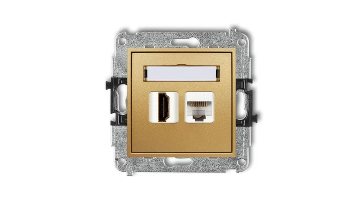 MINI Gniazdo pojedynczego HDMI + gniazdo komputerowe 1xRJ45 kat.5e 8-stykowy złoty 29MGHK