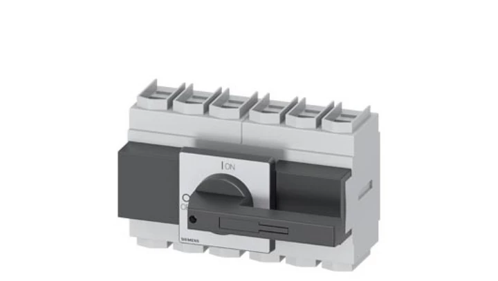 Rozłącznik główny 6P 160A 75kW AC23A 400V montaż tablicowy pokrętło czarne piórkowe 4 otwory 3LD2305-3VK11