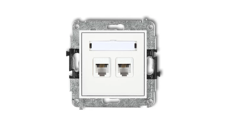 MINI Gniazdo telefoniczne podwójne 2xRJ11 4-stykowy beznarzędziowe biały MGT-2