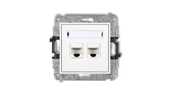 MINI Gniazda komputerowe podwójne 2xRJ45, kat. 5e, 8-stykowy biały MGK-2