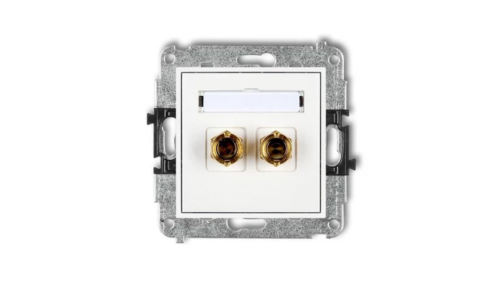 MINI Gniazdo głośnikowe pojedyncze (typu banan - czerwony i czarny pozłacany 4 mm2 do lutowania) biały MGG-3