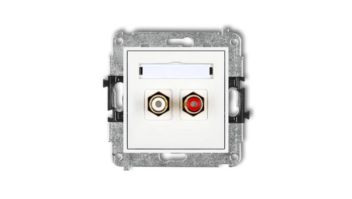 MINI Gniazdo podwójne RCA (typu cinch - biały i czerwony pozłacany) biały MGRCA-2