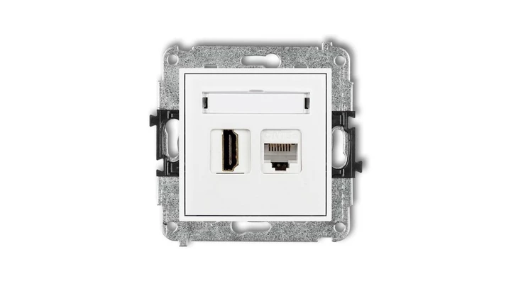 MINI Gniazdo pojedynczego HDMI + gniazdo komputerowe 1xRJ45 kat.5e 8-stykowy biały MGHK