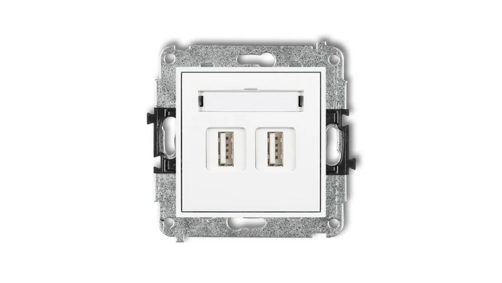 MINI Gniazdo podwójne 2xUSB-AA 2.0 białe MGUSB-2