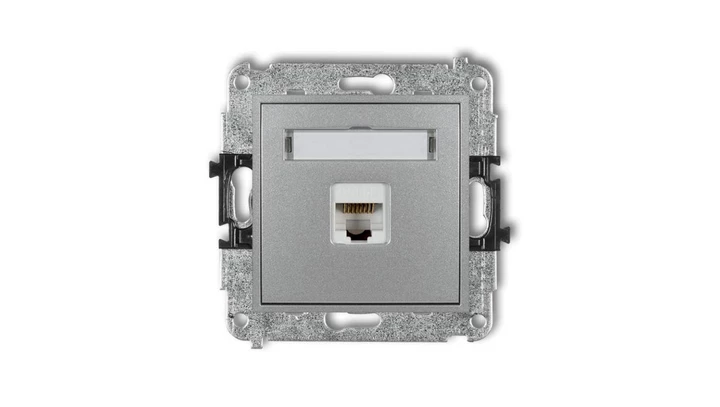 MINI Gniazdo komputerowe pojedyncze 1xRJ45 kat. 6 ekranowane 8-stykowy srebrny metalik 7MGK-5