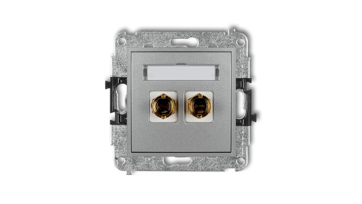 MINI Gniazdo głośnikowe pojedyncze (typu banan - czerwony i czarny pozłacany 4 mm2 do lutowania) srebrny metalik 7MGG-3