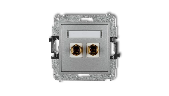 MINI Gniazdo głośnikowe pojedyncze (typu banan - czerwony i czarny pozłacany 4 mm2 skręcany) srebrny metalik 7MGG-4