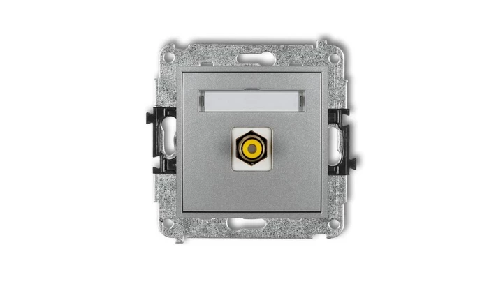 MINI Gniazdo pojedyncze RCA (typu cinch - żółty pozłacany) srebrny metalik 7MGRCA-1