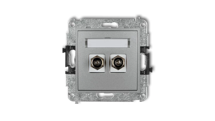 MINI Gniazdo antenowe podwójne typu F (SAT) pozłacany srebrny metalik 7MGF-2.1