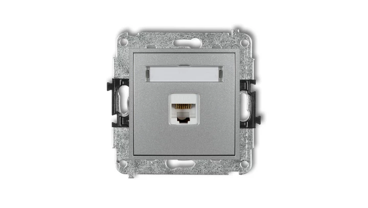 MINI Gniazdo komputerowe pojedyncze 1xRJ45 kat. 6 8-stykowy srebrny metalik 7MGK-3