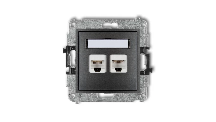 MINI Gniazda komputerowe podwójne 2xRJ45, kat. 5e, 8-stykowy grafitowy 11MGK-2