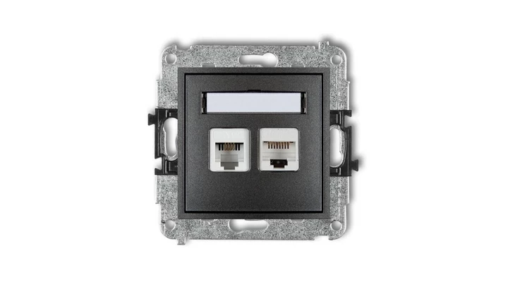 MINI Gniazdo telefoniczne RJ11 + gniazdo komputerowe RJ45 kat. 5e 8-stykowy beznarzędziowy grafitowe 11MGTK