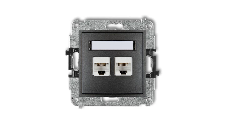 MINI Gniazdo komputerowe podwójne 2xRJ45 kat. 6 ekranowane 8-stykowy grafitowy 11MGK-6