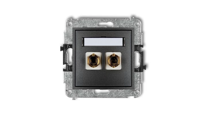 MINI Gniazdo głośnikowe pojedyncze (typu banan - czerwony i czarny pozłacany 4 mm2 skręcany) grafitowy 11MGG-4