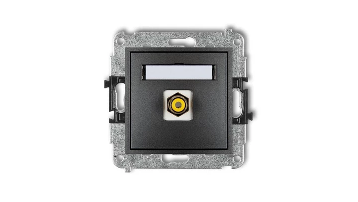 MINI Gniazdo pojedyncze RCA (typu cinch - żółty pozłacany) grafitowy 11MGRCA-1