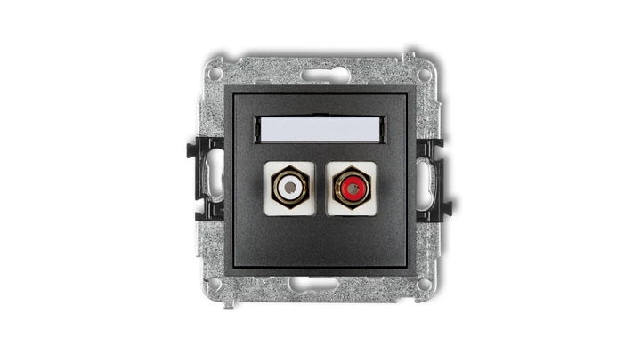 MINI Gniazdo podwójne RCA (typu cinch - biały i czerwony pozłacany) grafitowy 11MGRCA-2